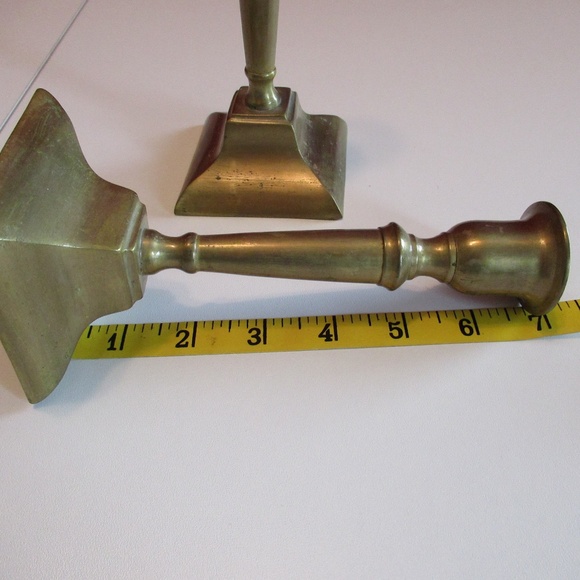 Pair Rostand Antique Brass Candlestick Holders - Picture 9 of 12